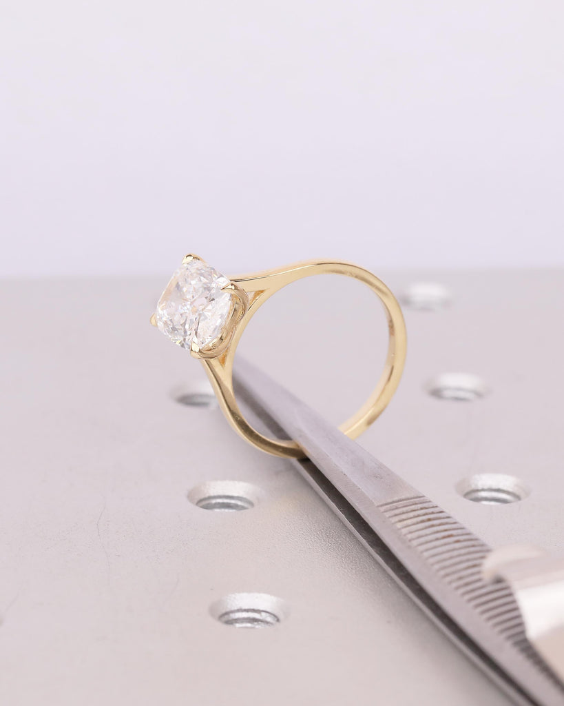 IGI Certified Lab Diamond Ring, Elongated Cushion Cut Solitaire Engagement Ring, Minimalist Jewelry, Dainty 18k Gold Promise Rings for Her image #12