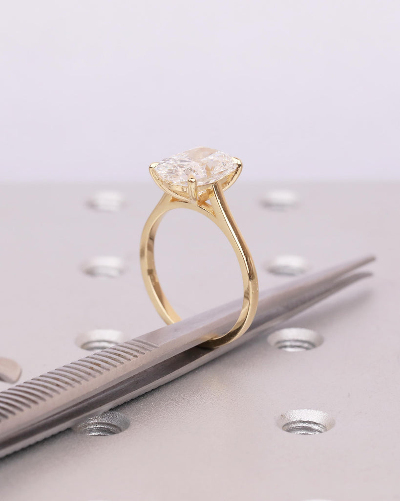 IGI Certified Lab Diamond Ring, Elongated Cushion Cut Solitaire Engagement Ring, Minimalist Jewelry, Dainty 18k Gold Promise Rings for Her image #3