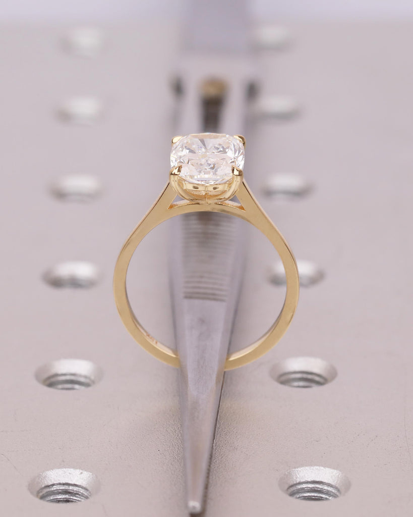 IGI Certified Lab Diamond Ring, Elongated Cushion Cut Solitaire Engagement Ring, Minimalist Jewelry, Dainty 18k Gold Promise Rings for Her image #7