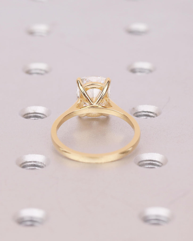 Solitaire Moissanite Ring, 18k Yellow Gold Elongated Cushion Cut Engagement Ring, Unique Wedding Anniversary Rings for Women, Custom Jewelry image #6