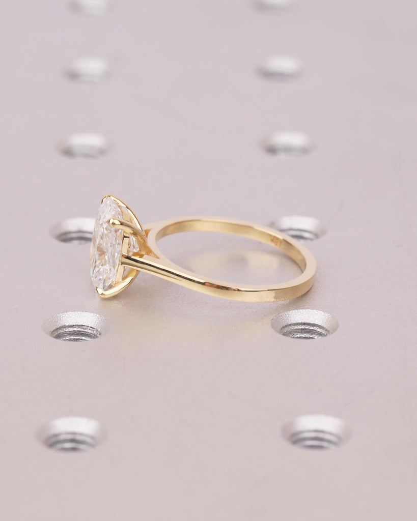 Elongated Cushion Cut Moissanite Engagement Ring, 18k Solid Gold Minimalist Ring image #13