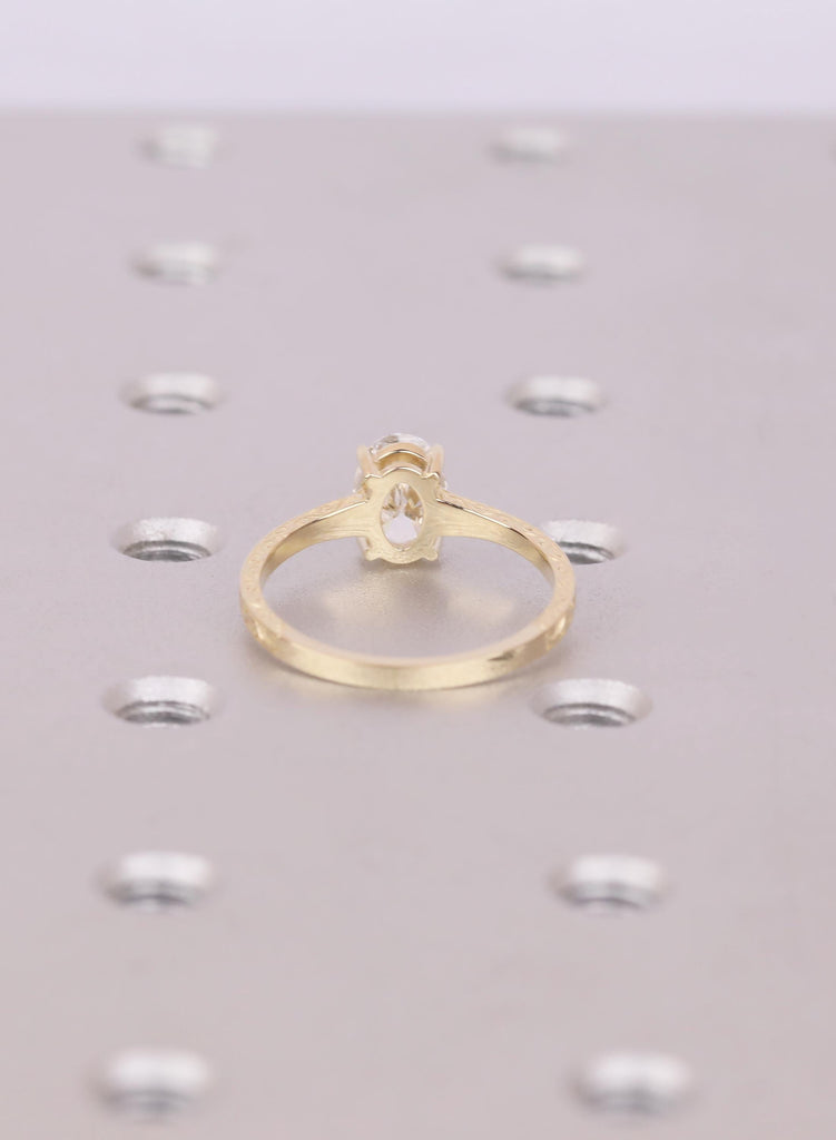 14K/18K Yellow Gold Oval Lab Diamond Engagement Ring, Vintage Filigree Band, Solitaire Wedding Ring, Ring For Women, Solid Gold Jewelry Gift image #6