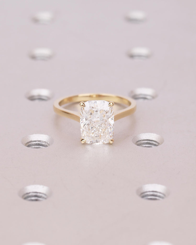 Lab Grown Diamond Engagement Ring, 18k Yellow Gold Elongated Cushion Cut Ring image #2