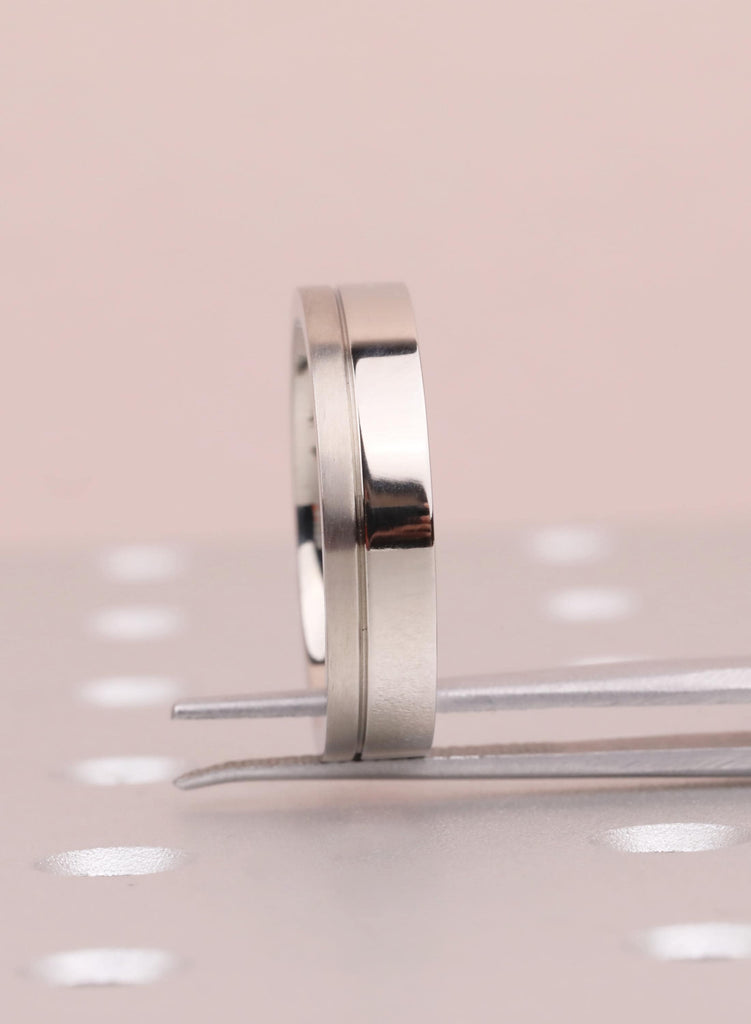 Titanium Brushed and Grooved Flat Top Band 5mm image #4