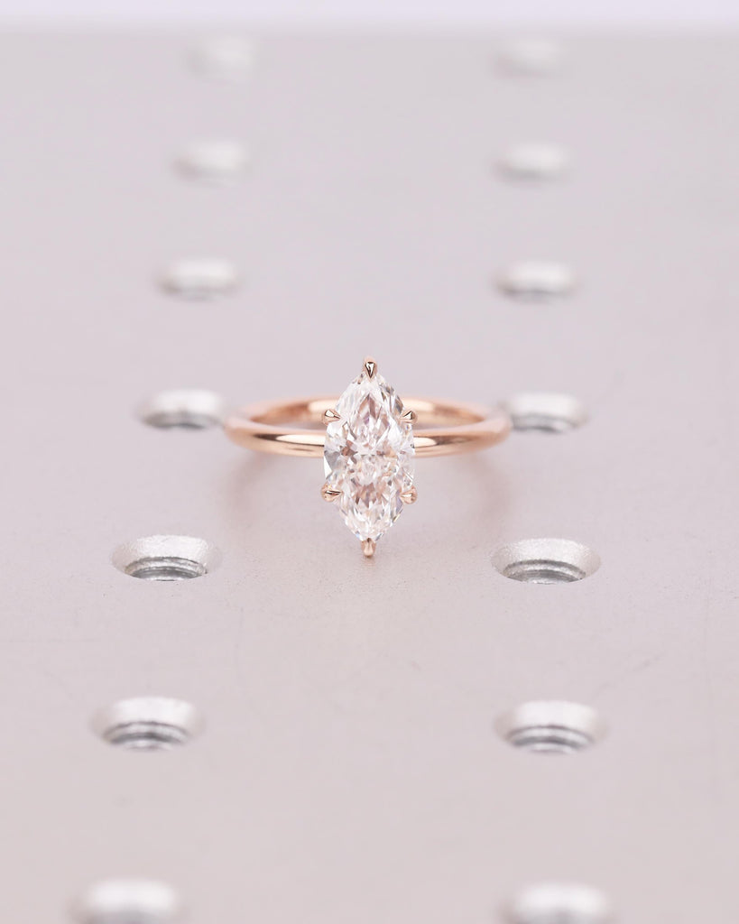 14k Solid Gold Hidden Halo Diamond Engagement Ring, Dainty Lab Created Diamond IGI Certified Rings for Women, Unique Wedding Bridal Jewelry image #13