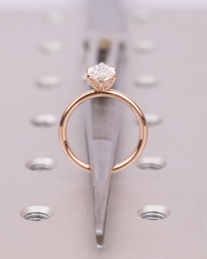 14k Solid Gold Hidden Halo Diamond Engagement Ring, Dainty Lab Created Diamond IGI Certified Rings for Women, Unique Wedding Bridal Jewelry image #7