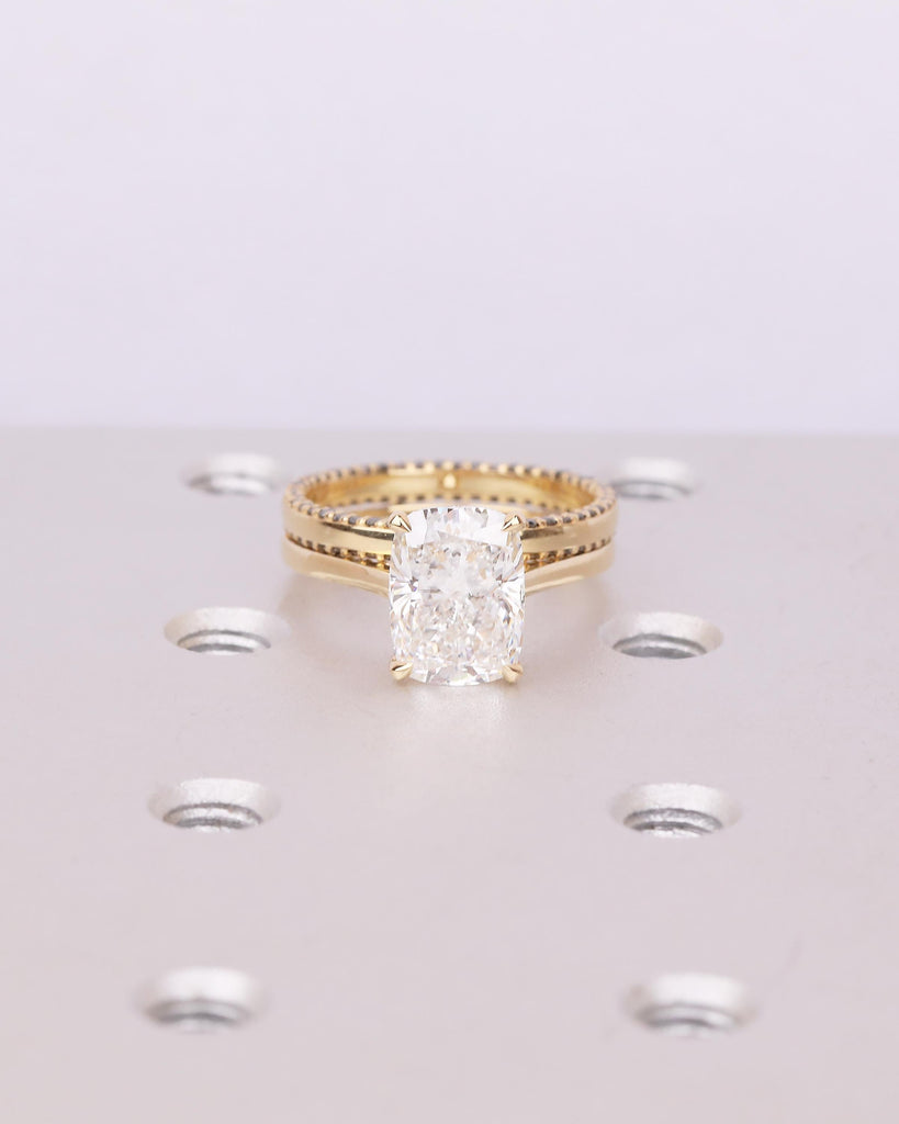 1-4ct Elongated Cushion Cut Moissanite Ring, Wedding Jewelry for Women, Solitaire 18k Gold Engagement Ring, Black Diamond Stackable Rings image #10