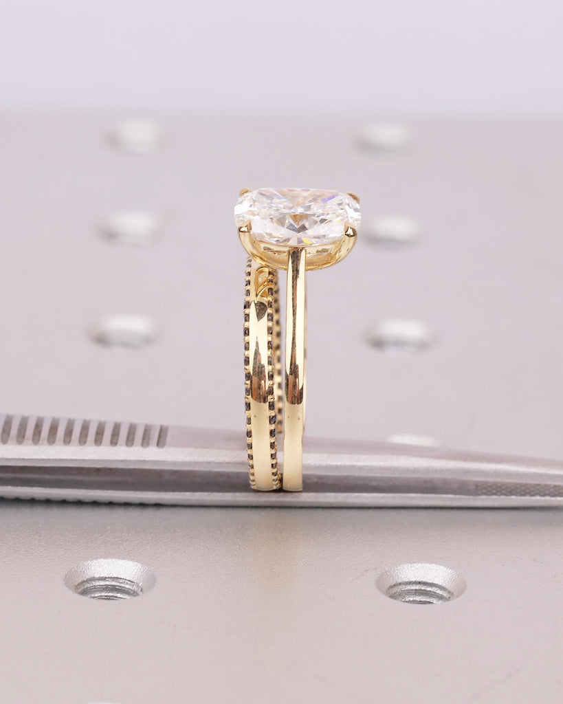 1-4ct Elongated Cushion Cut Moissanite Ring, Wedding Jewelry for Women, Solitaire 18k Gold Engagement Ring, Black Diamond Stackable Rings image #15