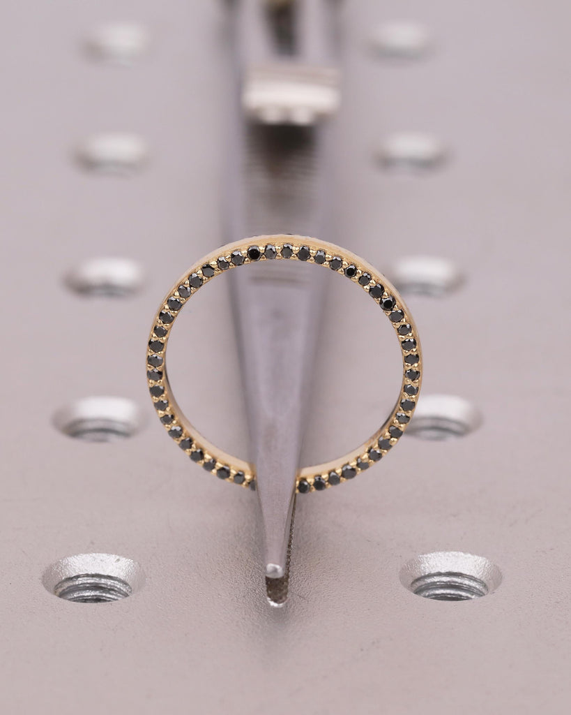Black Diamond Wedding Band Women, 18k Solid Gold Matching Rings, Two Side Eternity Band image #11