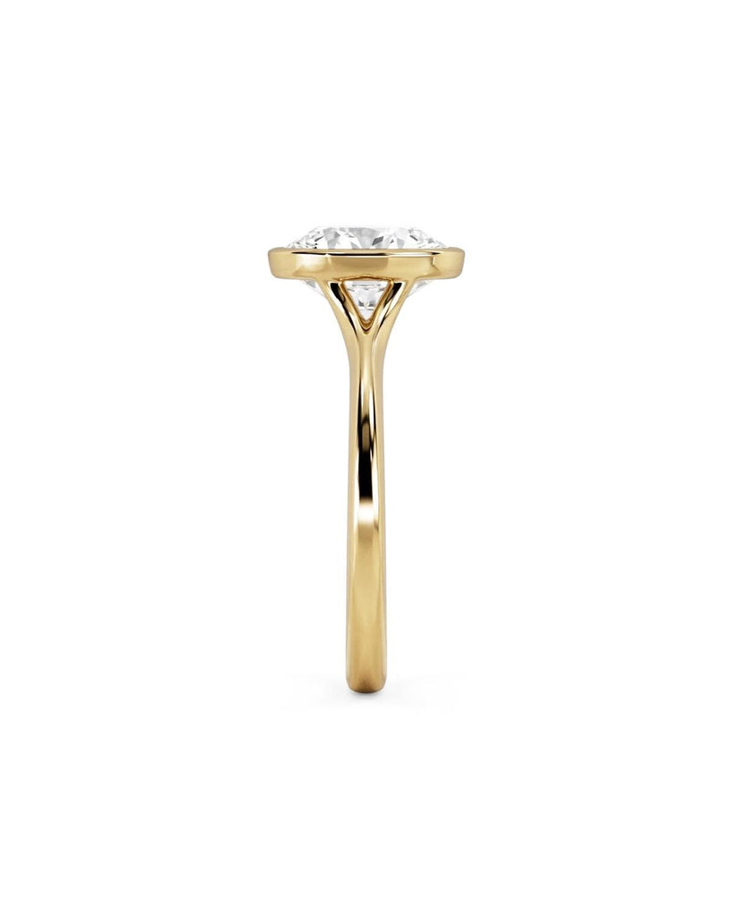 Bezel Set Oval Diamond Engagement Ring, 14k Gold Split Shank Cathedral Ring, IGI Certified Lab Grown Diamond Wedding Ring for Her image #6