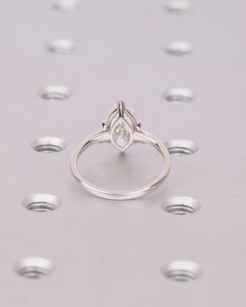 1-2ct Marquise Cut Lab Grown Diamond Engagement Ring, Vintage Scrollwork 18k White Gold Ring, Bridal Wedding Jewelry, Big Statement Rings image #6