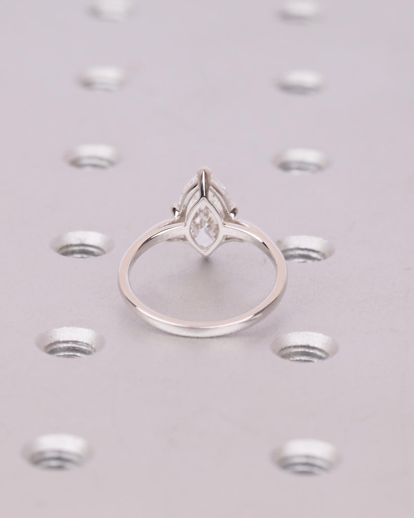 18k White Gold Lab Created Diamond Wedding Ring, Marquise Engagement Ring image #6