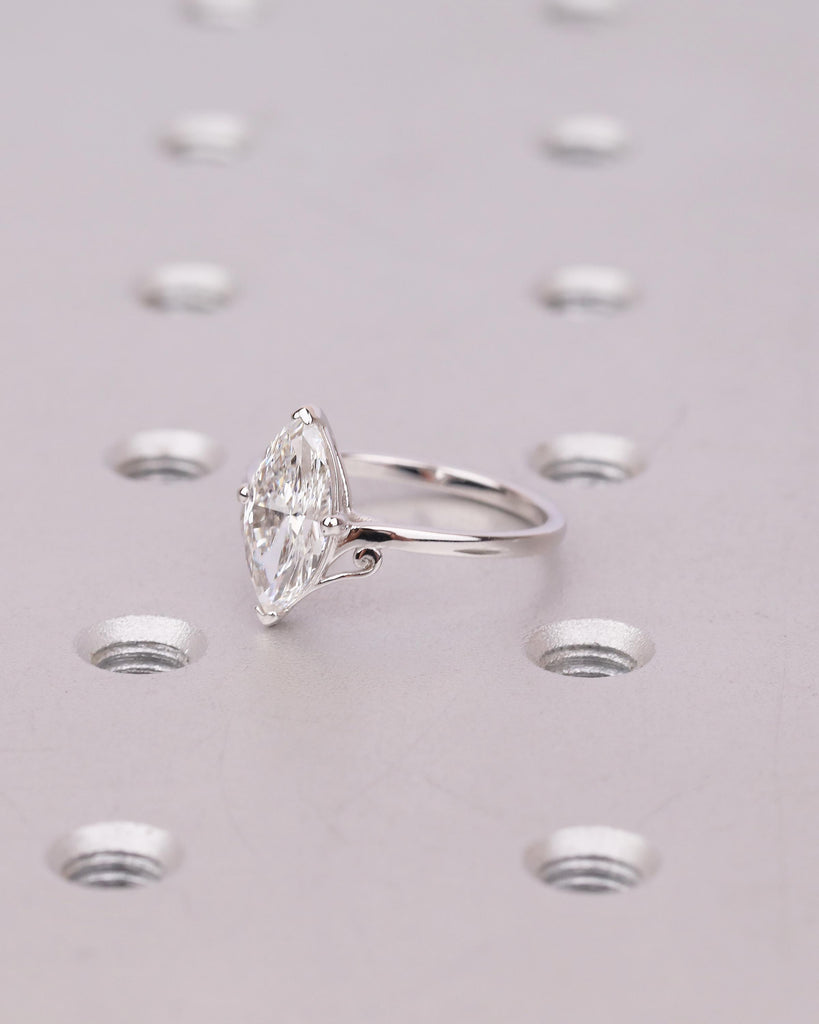 0.5-4ct Marquise Moissanite Solitaire Engagement Ring, Vintage Style Wedding Anniversary Rings, Art Deco 18k Solid Gold Promise Ring for Her image #2