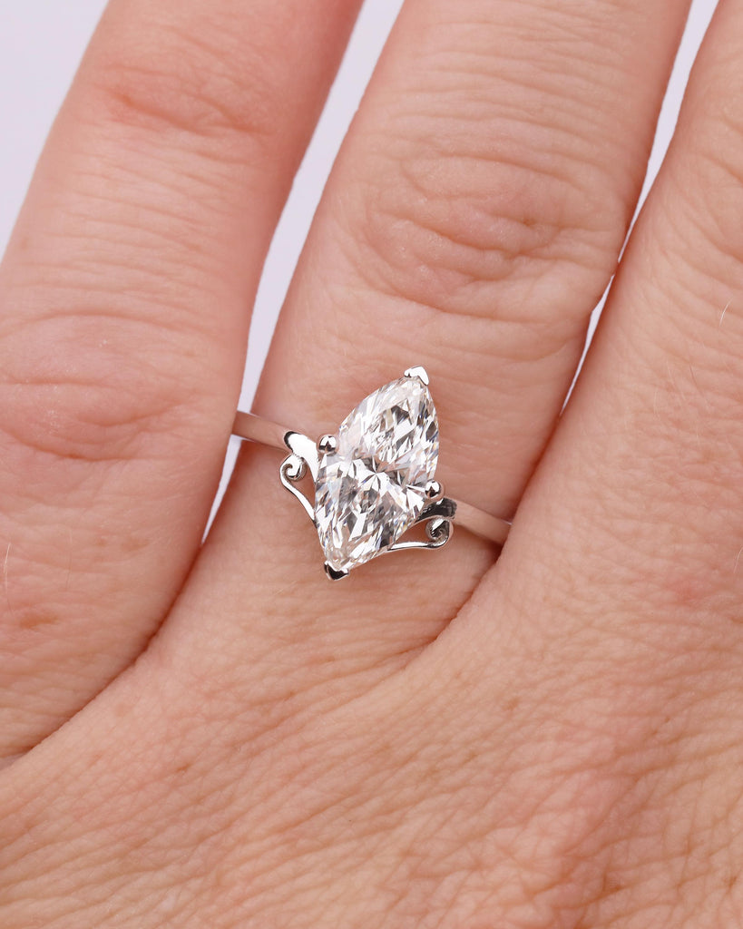 0.5-4ct Marquise Moissanite Solitaire Engagement Ring, Vintage Style Wedding Anniversary Rings, Art Deco 18k Solid Gold Promise Ring for Her image #16