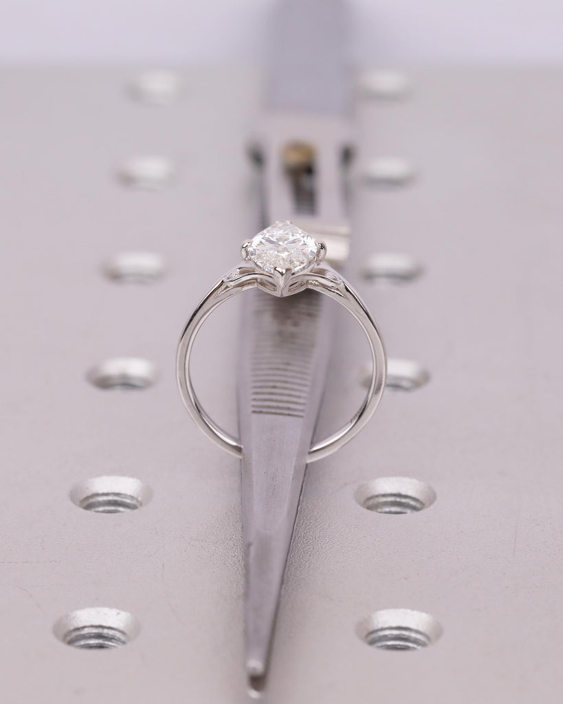 1.5 Carat Marquise Cut Lab Diamond Solitaire Engagement Ring in 18k White Gold image #7