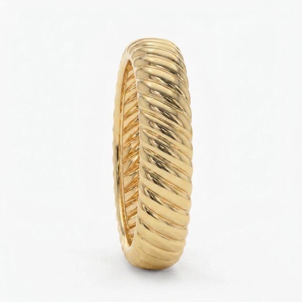 Thick Gold Croissant Ring | Twisted Statement Ring | Bold Textured Gold Band | Minimalist Jewelry | Trendy Chunky Ring Gift image #6