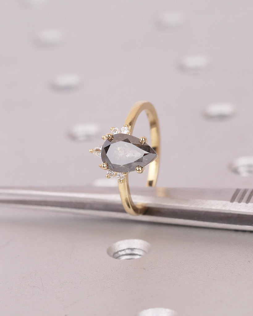 18k Solid Gold Diamond Halo Engagement Ring