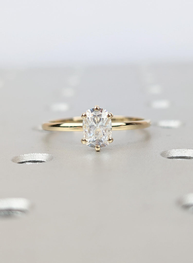 Old Mine Cut Elongated Cushion Cut Moissanite Ring, 14k Yellow Gold Solitaire Engagement Ring, Antique Cushion Wedding Ring Gift for Her image #2