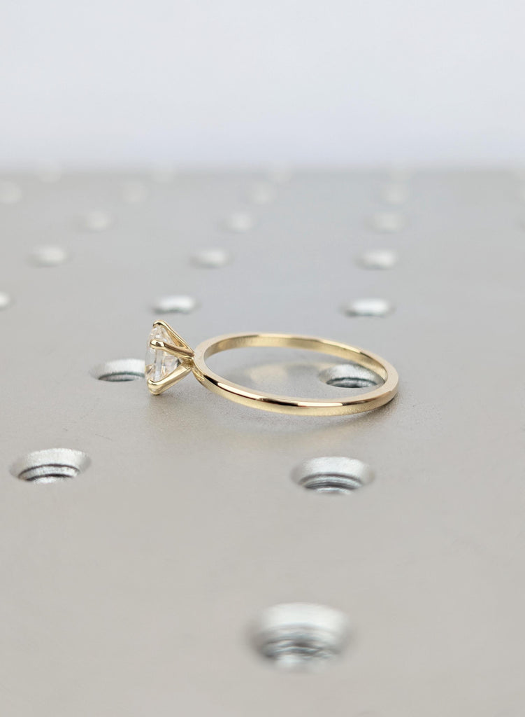Old Mine Cut Elongated Cushion Cut Moissanite Ring, 14k Yellow Gold Solitaire Engagement Ring, Antique Cushion Wedding Ring Gift for Her image #3