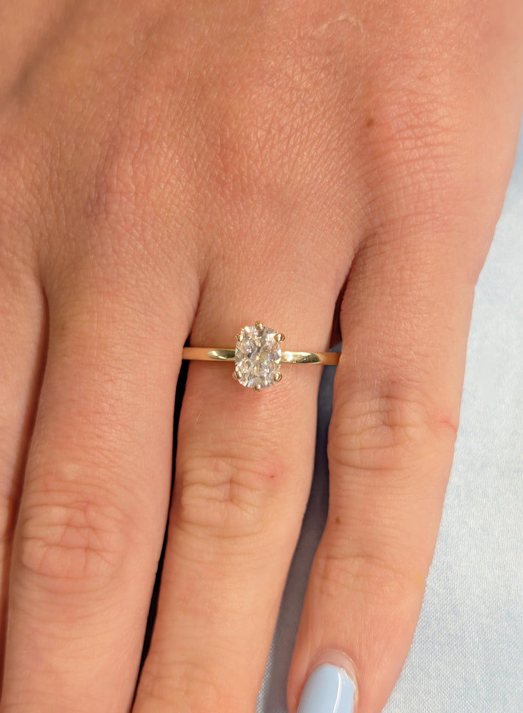 Old Mine Cut Elongated Cushion Cut Moissanite Ring, 14k Yellow Gold Solitaire Engagement Ring, Antique Cushion Wedding Ring Gift for Her image #10