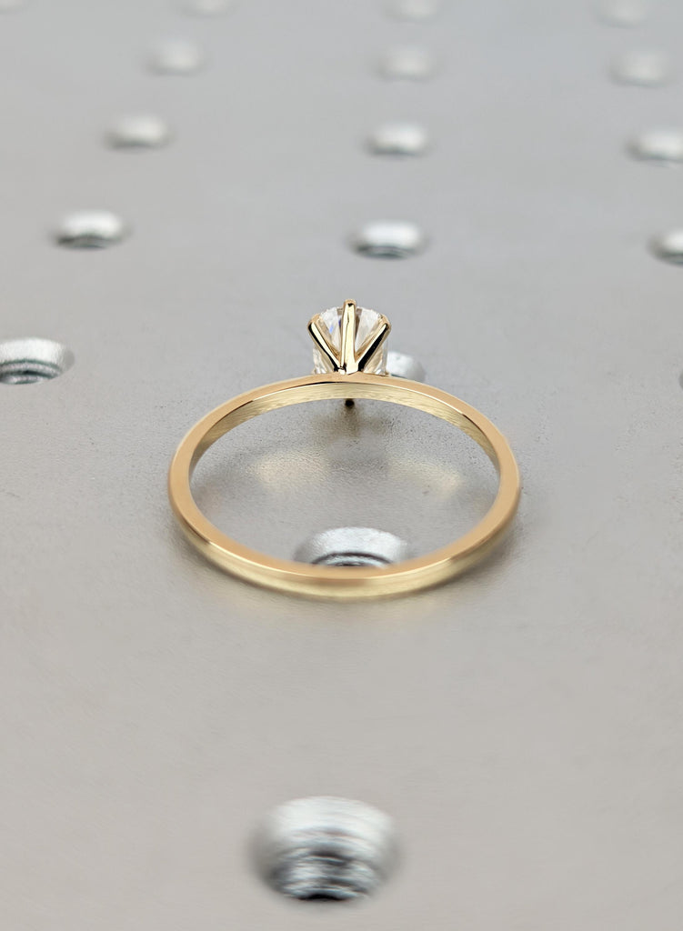 Old Mine Cushion Cut Lab Diamond Engagement Ring, Antique Elongated Cushion Solitaire Ring, Vintage 14k Gold Ring for Her, Anniversary Gift image #6