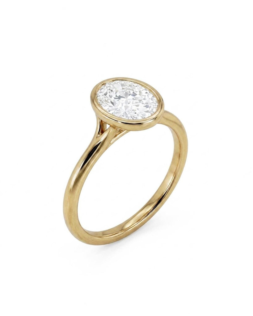 14k Solid Gold Oval Moissanite Solitaire Engagement Ring, Split Shank Cathedral Bezel Ring, Oval Cut Solitaire, Wedding Anniversary Gifts image #5