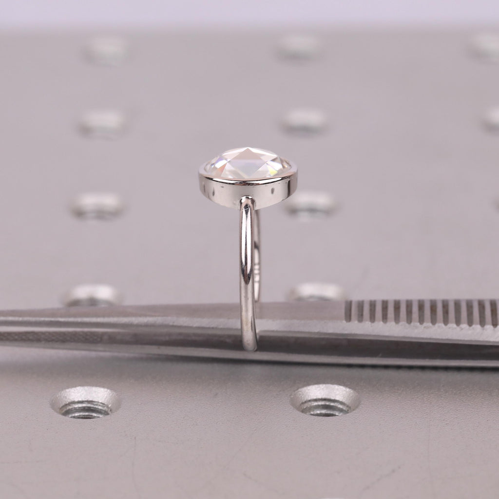 Moissanite Engagement Rings for Women | 14k/18k White Gold Oval Rose cut Solitaire Ring | Bezel set Promise Ring image #14