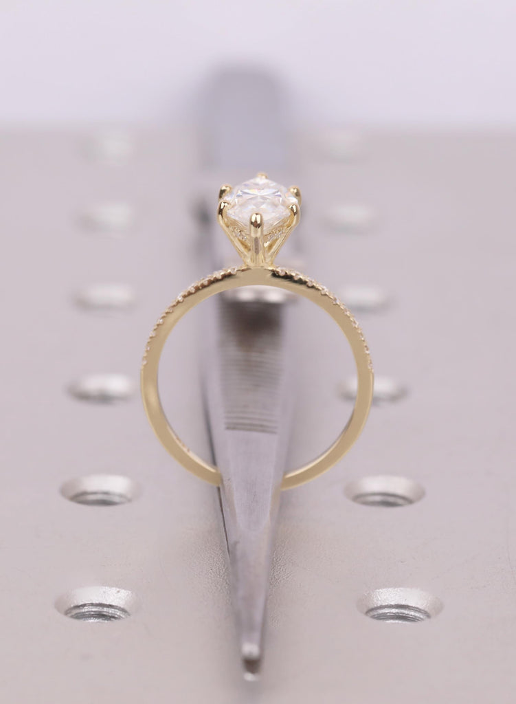 2 Carat Marquise Cut Diamond Engagement Ring, Solid Gold Half Eternity Band, 14K 18K Gold Hidden Halo Lab Diamond Ring, Unique Gift For Her image #10