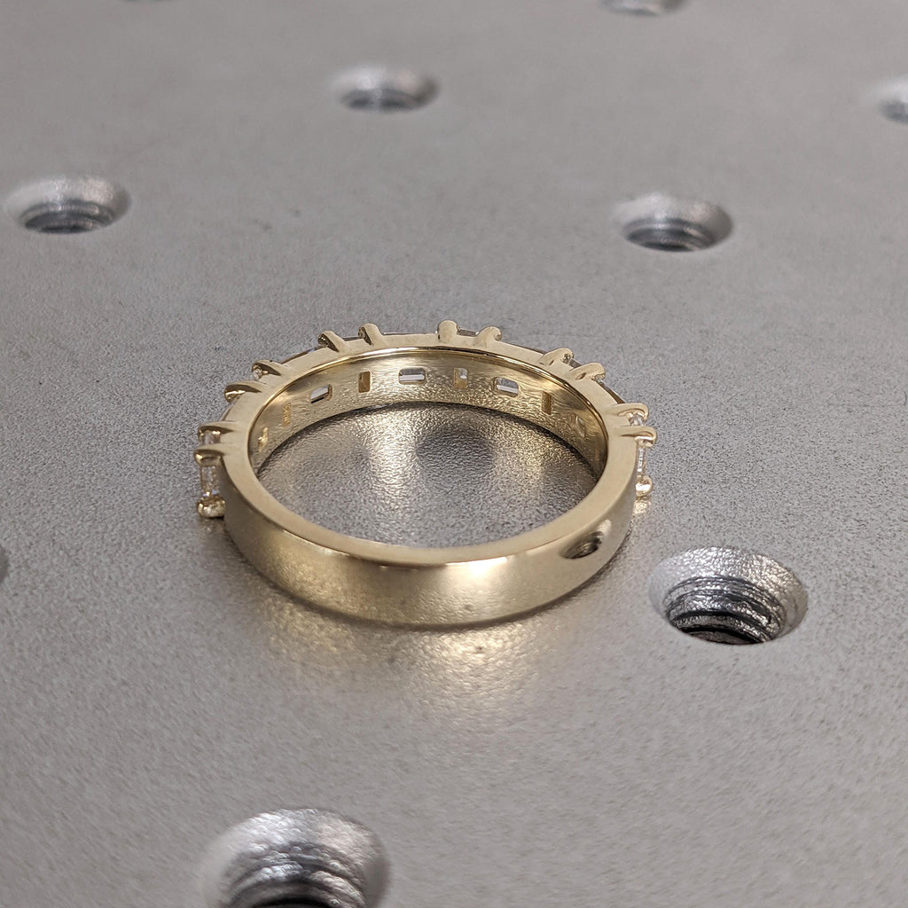 Half Eternity Diamond Wedding Bands for Women | Baguette and Emerald Cut Lab Grown Diamond Ring | Custom Gold Ring Anniversary Gift image #10