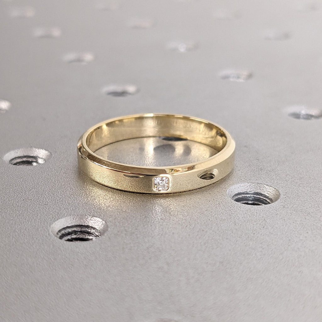 14k Yellow Gold 4MM Wedding Ring for Him | Simple Diamond Gold Band Gift for Boyfriend image #3