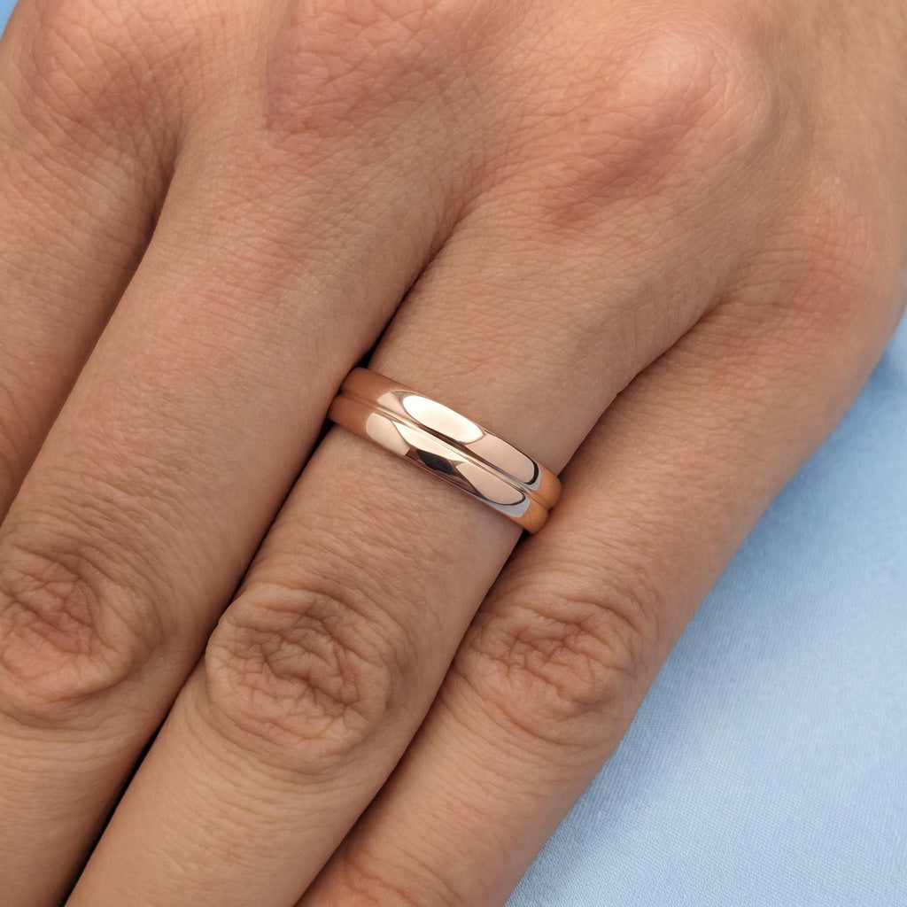 14k Rose Gold Mens Wedding Band | 6MM Plain Gold Ring for Him | Birthday Anniversary Gift for Boyfriend image #2
