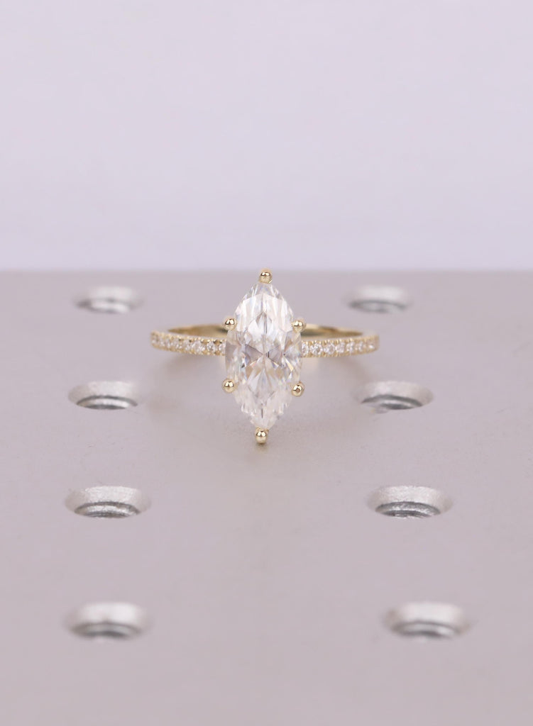 Lab Diamond Marquise Engagement Ring Hidden Halo Moissanite Matching Band Wedding Set Diamond Ring For Women Bridal Set Unique Gift for Her image #14