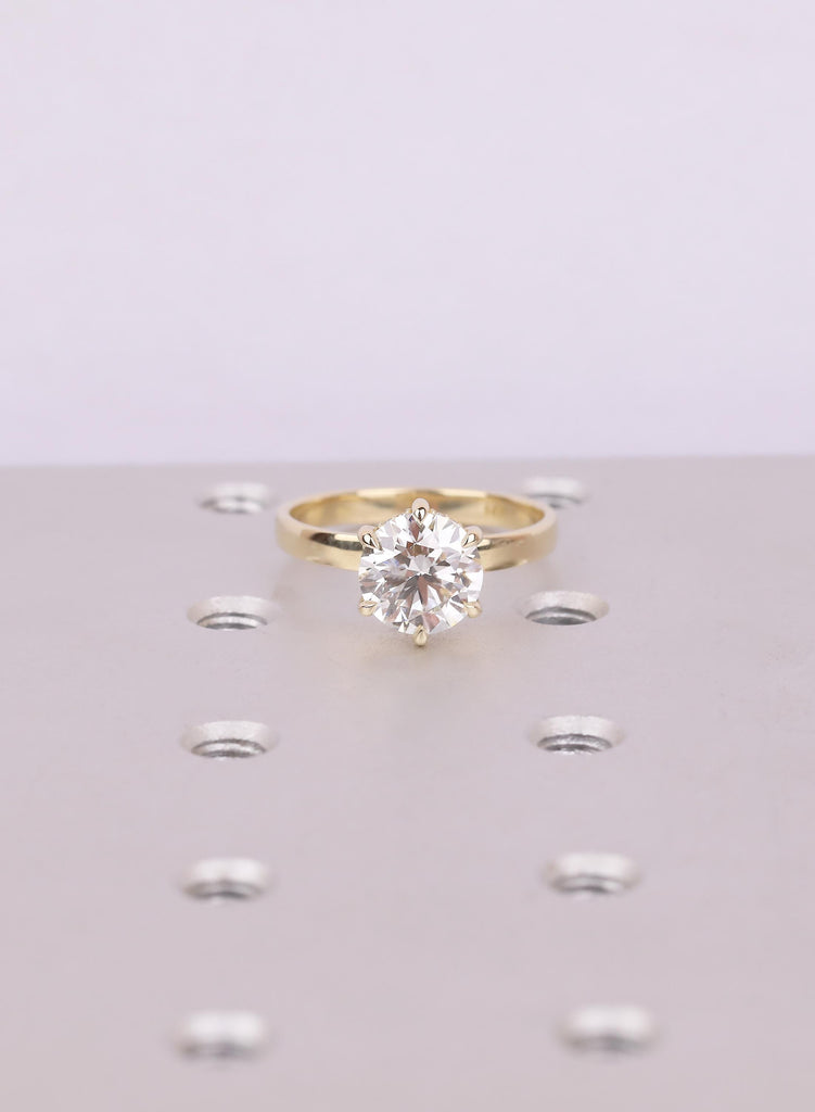Lab Grown Diamond Engagement Ring: 3ct  IGI Certified Simulated Diamond, 14K Yellow Gold, Hidden Halo image #7