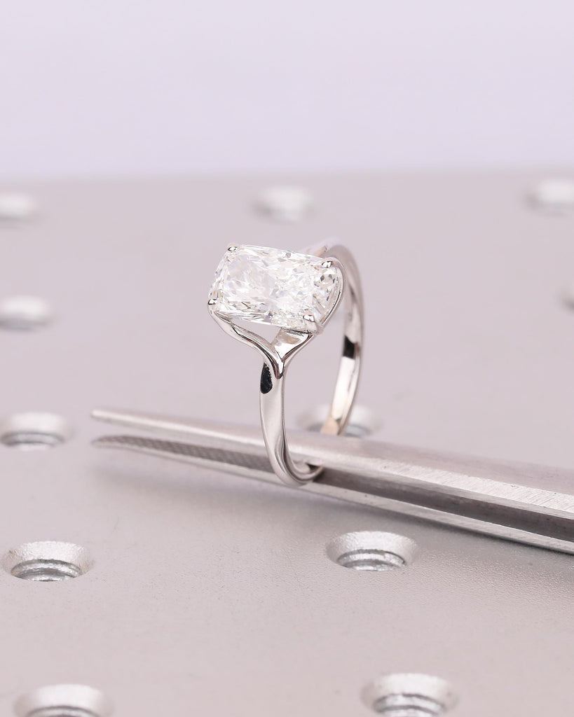 Minimalist Moissanite Engagement Ring, Dainty 14k Solid Gold Cushion Cut Ring, Split Shank Handmade Wedding Rings, Unique Bridal Jewelry image #5