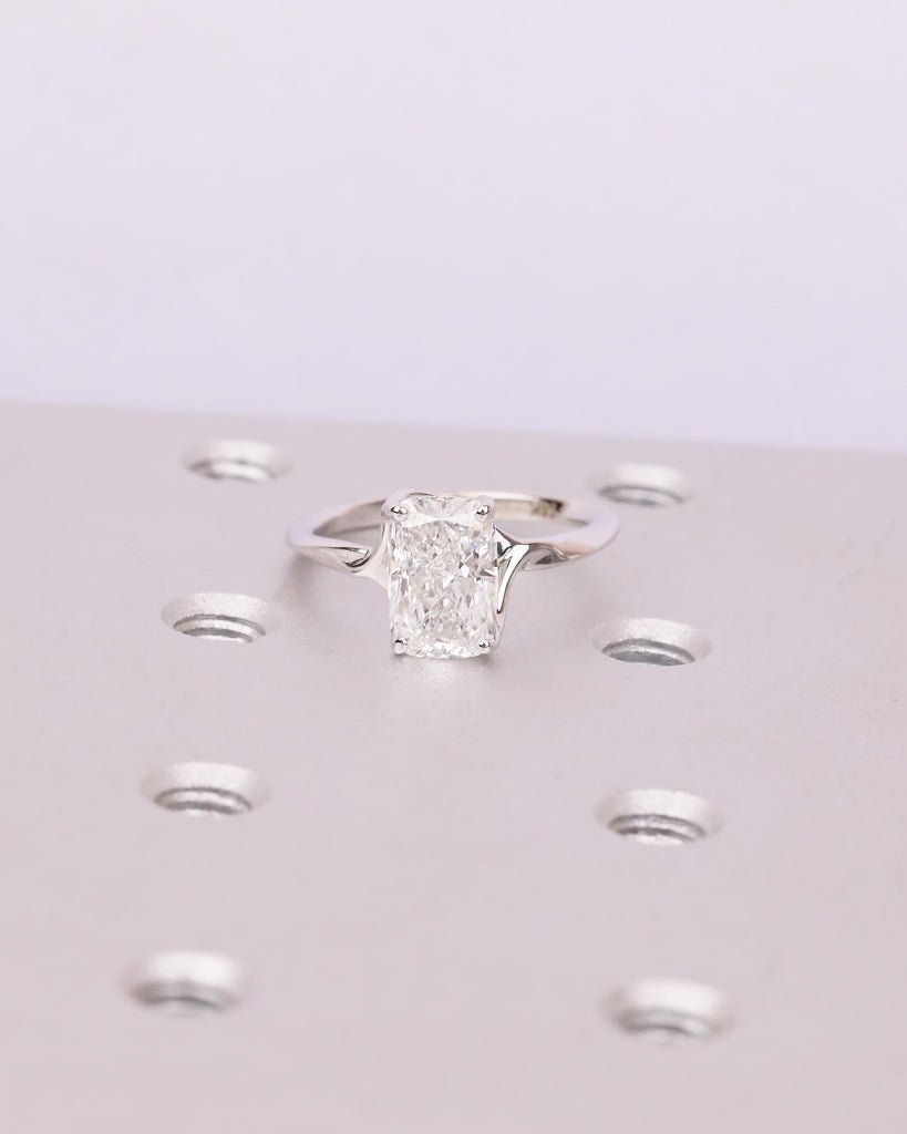 Cushion Cut Moissanite Ring, Solitaire Engagement Ring in 14k White Gold image #18