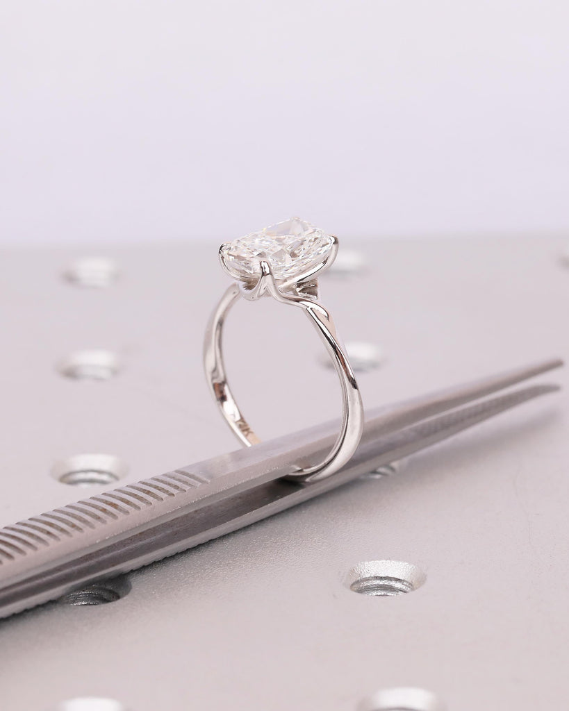 Cushion Cut Moissanite Ring, Solitaire Engagement Ring in 14k White Gold image #12
