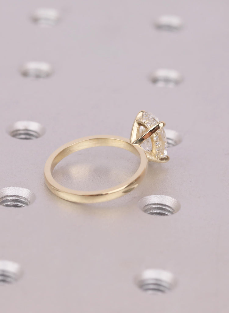Oval Lab Diamond Ring Hidden Halo IGI Certified Engagement Ring 14K Solid Yellow Gold image #7
