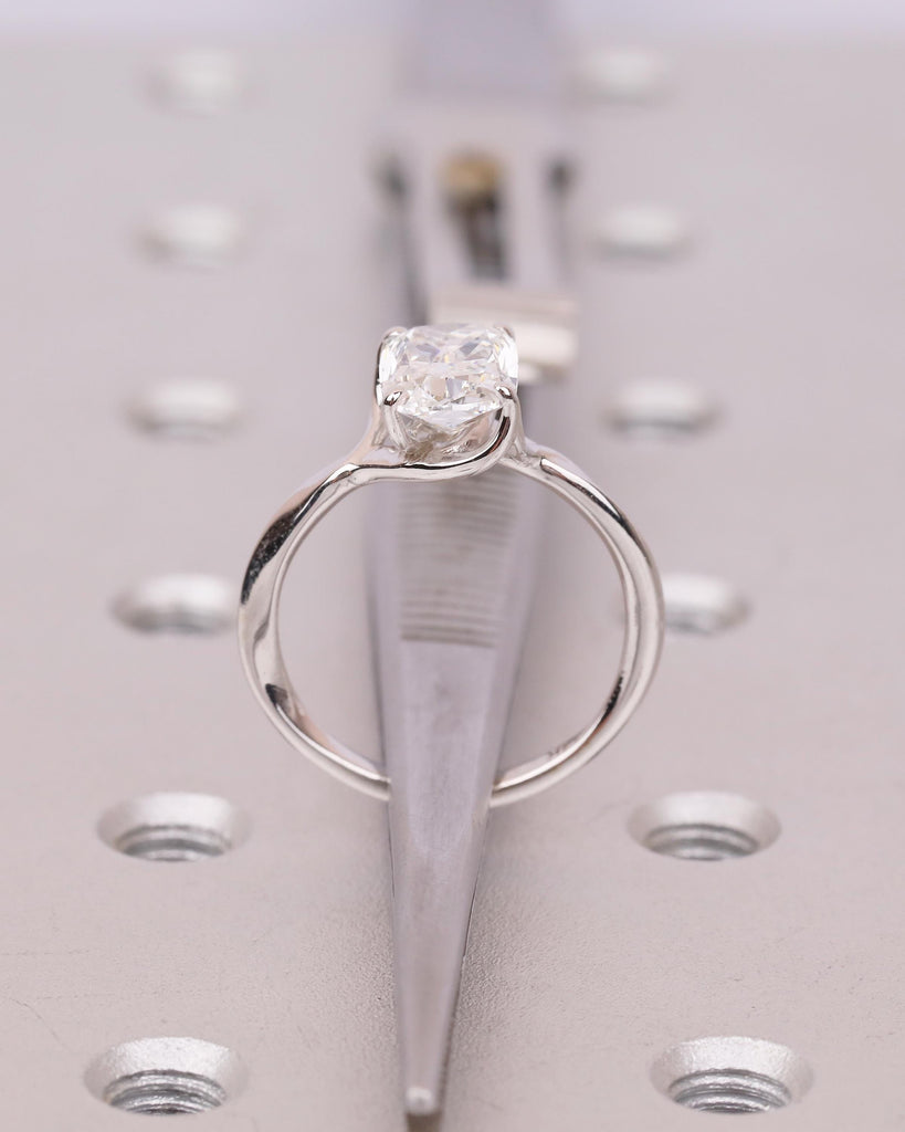 Cushion Cut Moissanite Ring, Solitaire Engagement Ring in 14k White Gold image #7