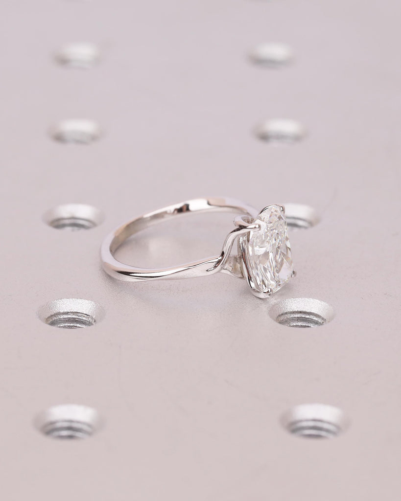 Cushion Cut Moissanite Ring, Solitaire Engagement Ring in 14k White Gold image #4