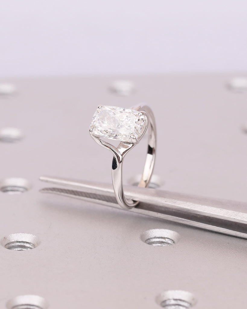 Cushion Cut Lab Grown Diamond Ring, Solitaire Engagement Ring, 4 Prong 14k White Gold Promise Rings for Women,  Wedding Anniversary Jewelry image #5
