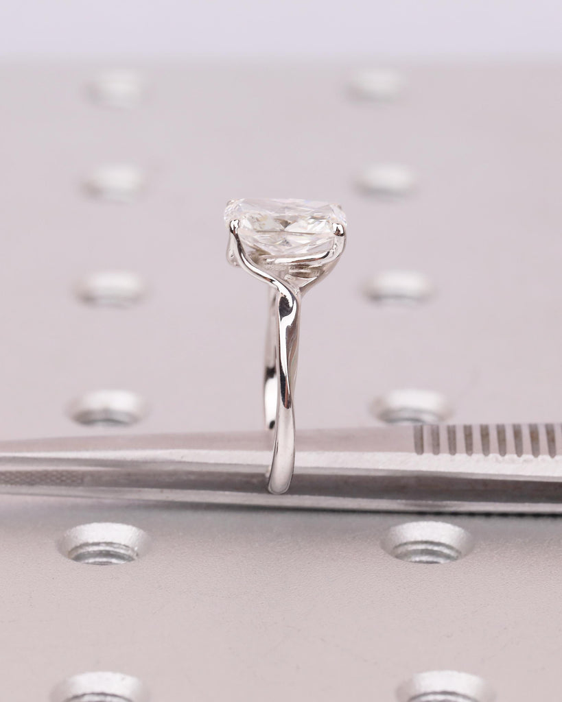 Cushion Cut Lab Grown Diamond Ring, Solitaire Engagement Ring, 4 Prong 14k White Gold Promise Rings for Women,  Wedding Anniversary Jewelry image #15