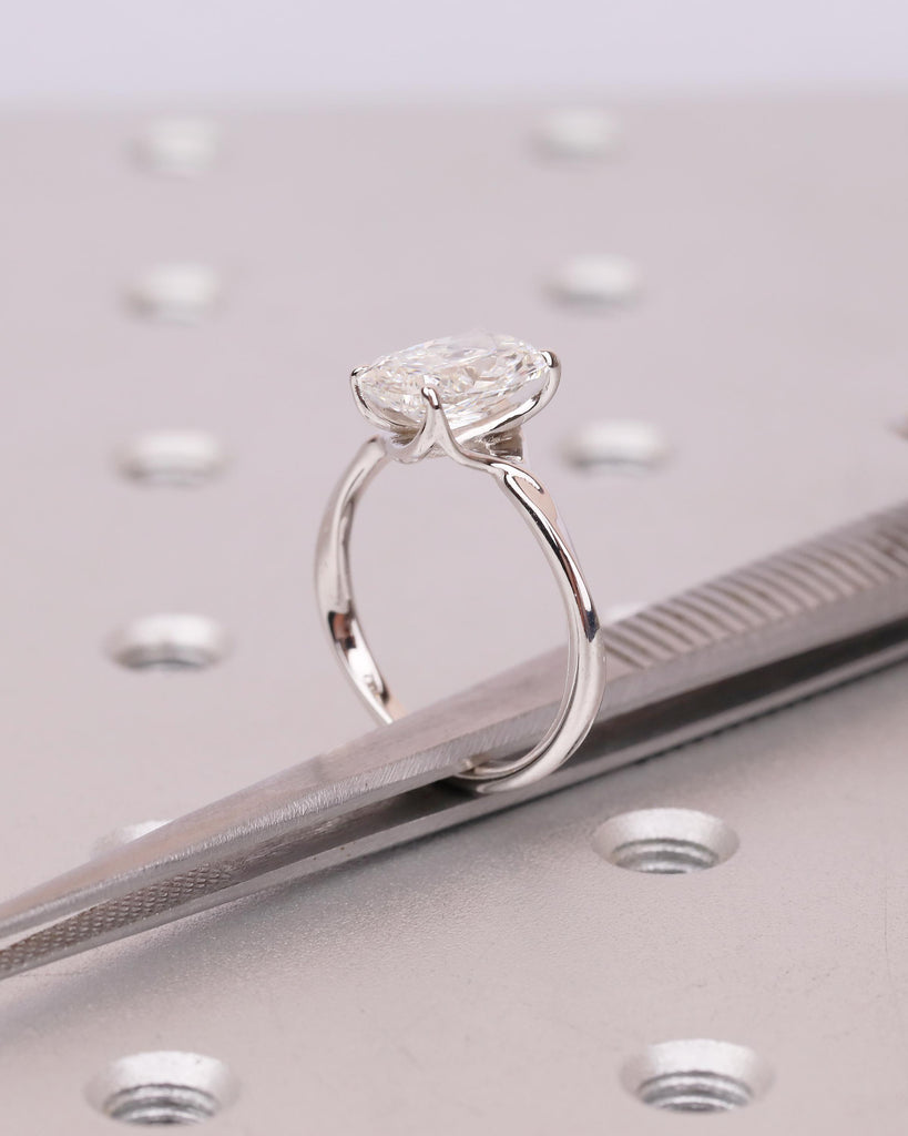 Cushion Cut Lab Grown Diamond Ring, Solitaire Engagement Ring, 4 Prong 14k White Gold Promise Rings for Women,  Wedding Anniversary Jewelry image #12