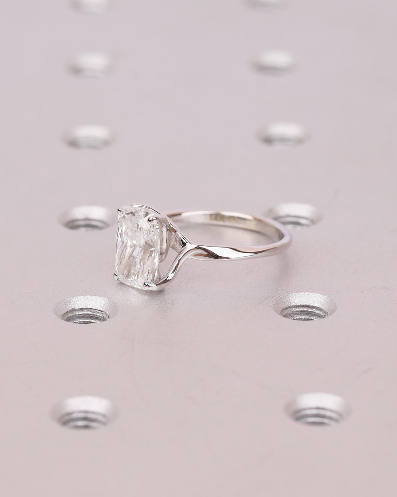 Cushion Cut Lab Grown Diamond Ring, Solitaire Engagement Ring, 4 Prong 14k White Gold Promise Rings for Women,  Wedding Anniversary Jewelry image #11