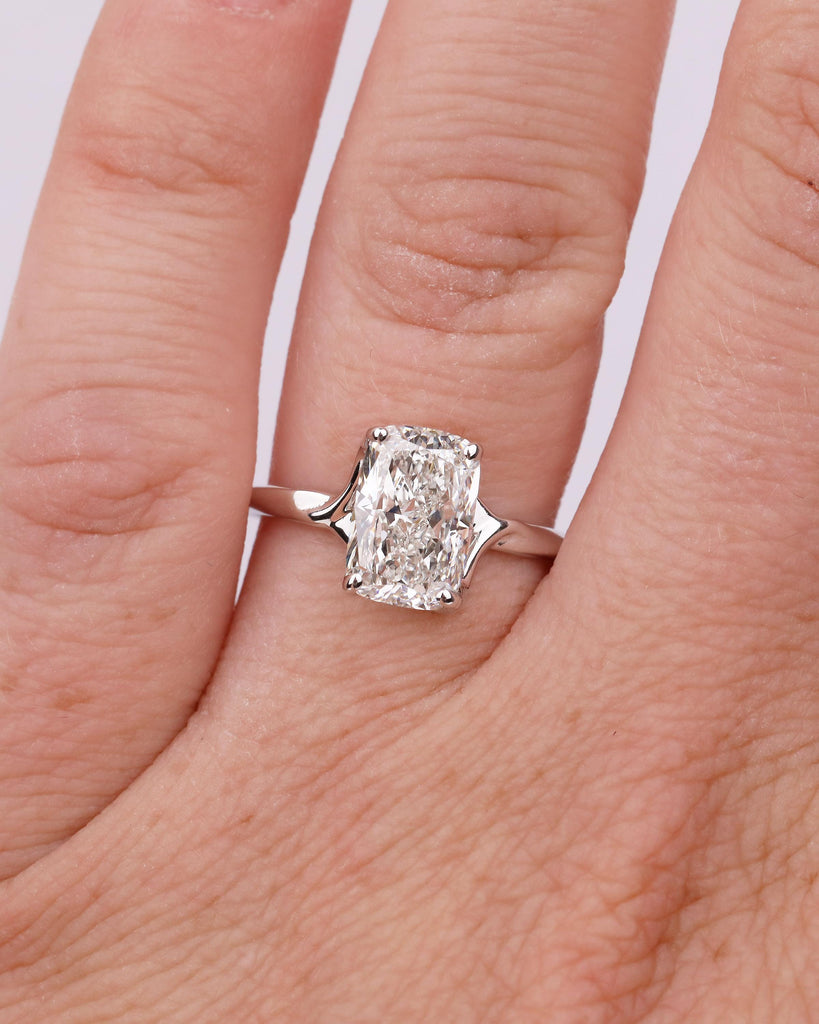 Minimalist Moissanite Engagement Ring, Dainty 14k Solid Gold Cushion Cut Ring, Split Shank Handmade Wedding Rings, Unique Bridal Jewelry image #16