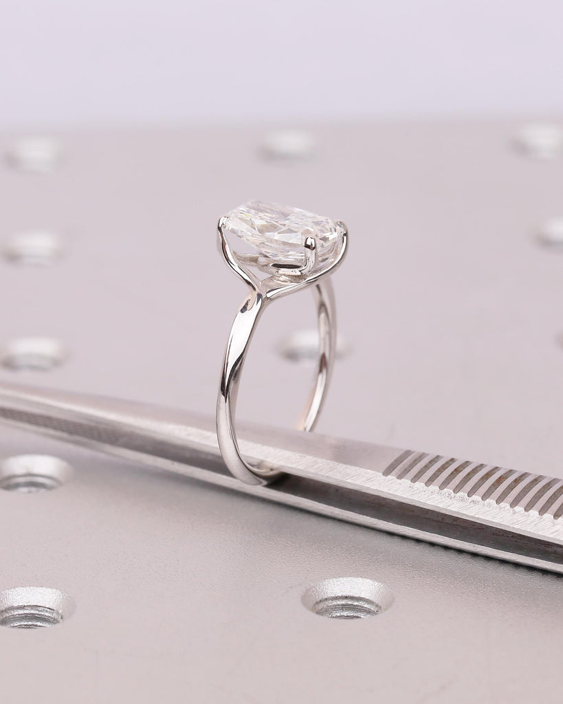 Cushion Cut Lab Grown Diamond Ring, Solitaire Engagement Ring, 4 Prong 14k White Gold Promise Rings for Women,  Wedding Anniversary Jewelry image #1