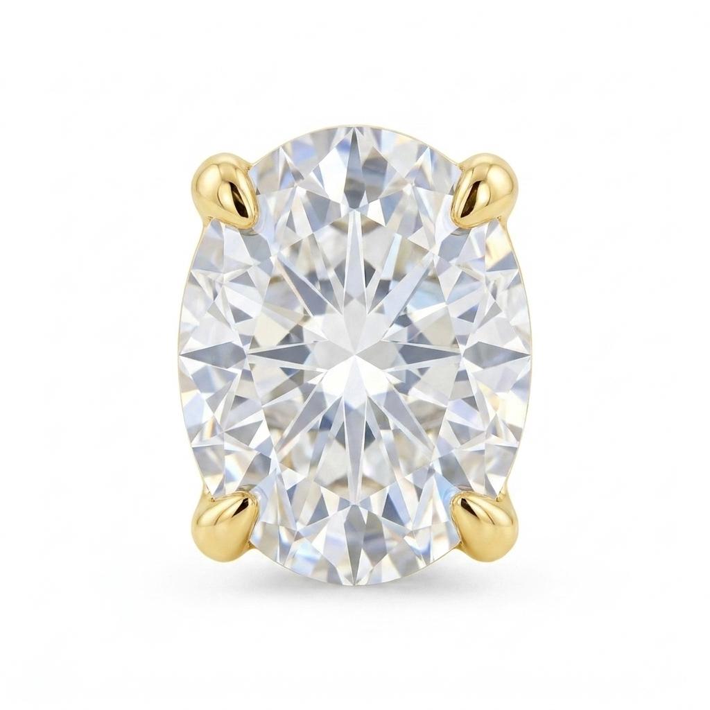 Oval Cut Lab Grown Diamond Stud Earrings, 0.5 To 2.75 Carat Lab Diamond Earrings, IGI Diamond Minimalist Studs, Solitaire Women's Earring image #3
