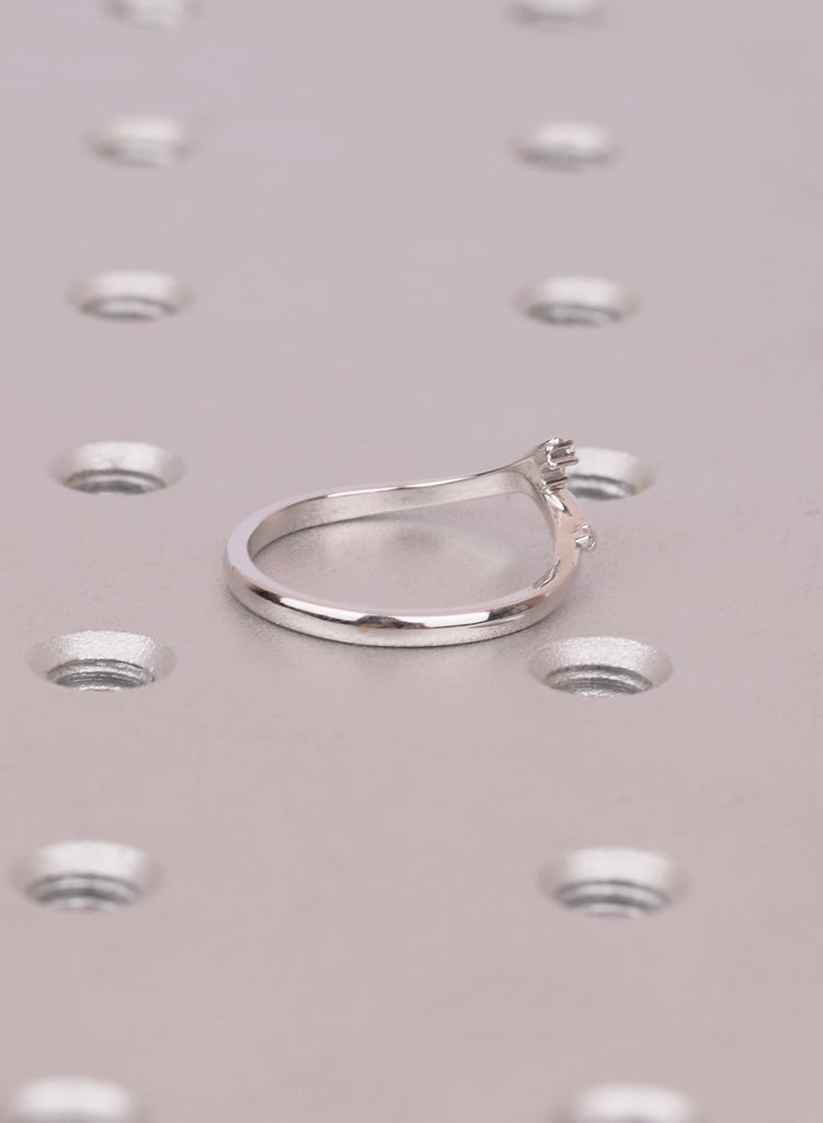 14K Gold Curved Wedding Band, Diamond Contour Stacking Ring, Nature Inspired Moissanite Matching Band, Delicate Promise Jewelry image #5