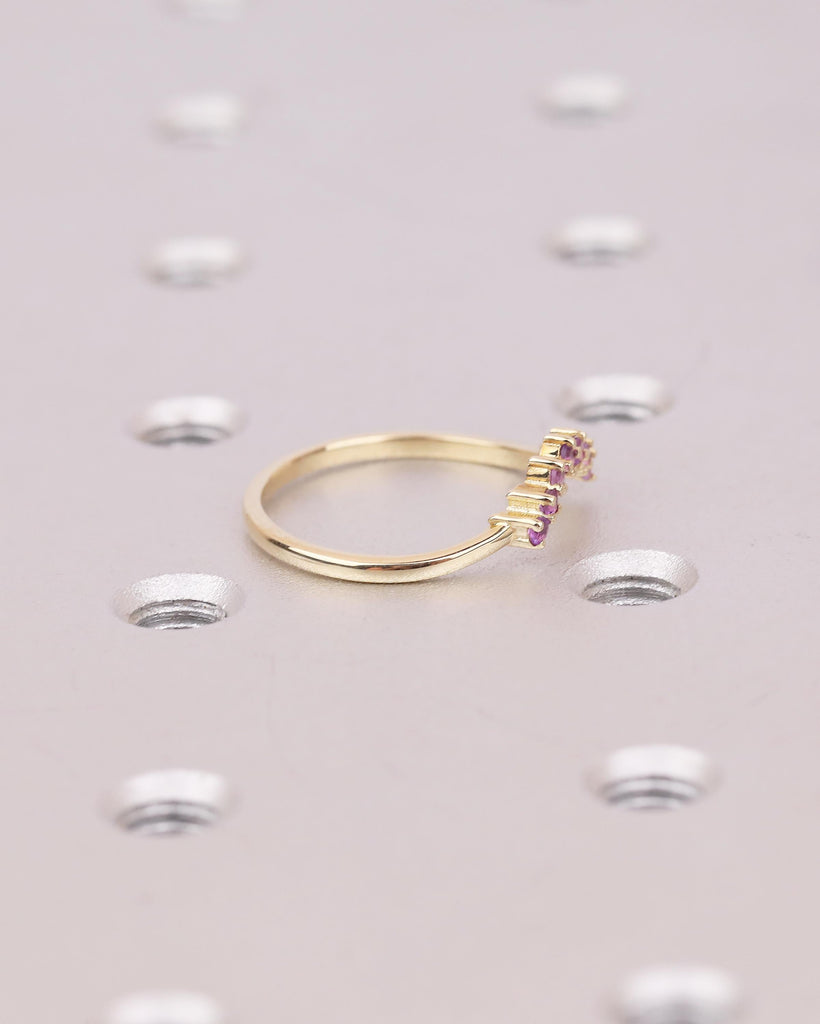 Amethyst Wedding Band, 14k Gold Stackable Rings for Women, Purple Gemstone Jewelry image #17