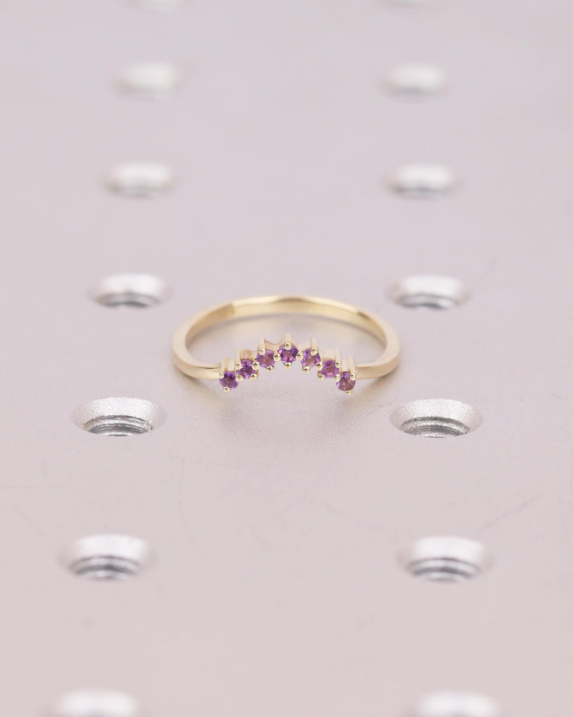 Amethyst Wedding Band, 14k Gold Stackable Rings for Women, Purple Gemstone Jewelry image #15