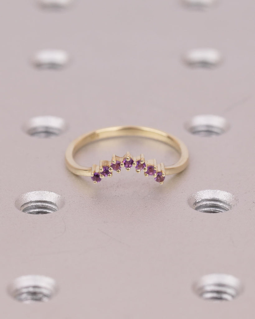 Amethyst Wedding Band, 14k Gold Stackable Rings for Women, Purple Gemstone Jewelry image #8